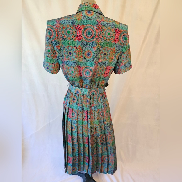 Vintage 1980s Leslie Fay Mandala Secretary Dress - Picture 2 of 15